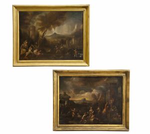 Meister des 17.-18. Jahrhunderts "Paar Landschaftsgemälde mit Figuren"